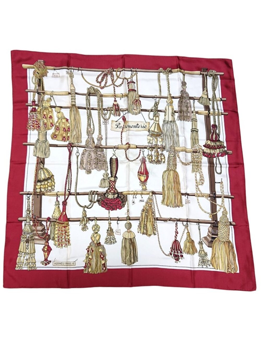 Hermes Carre 90 Passementerie Tassel Silk Scarf